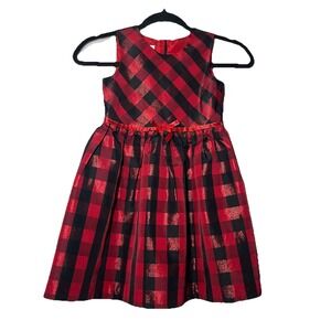 Bonnie Jean Girls Sleeveless Christmas Red Black‎ Plaid Dress Size 6